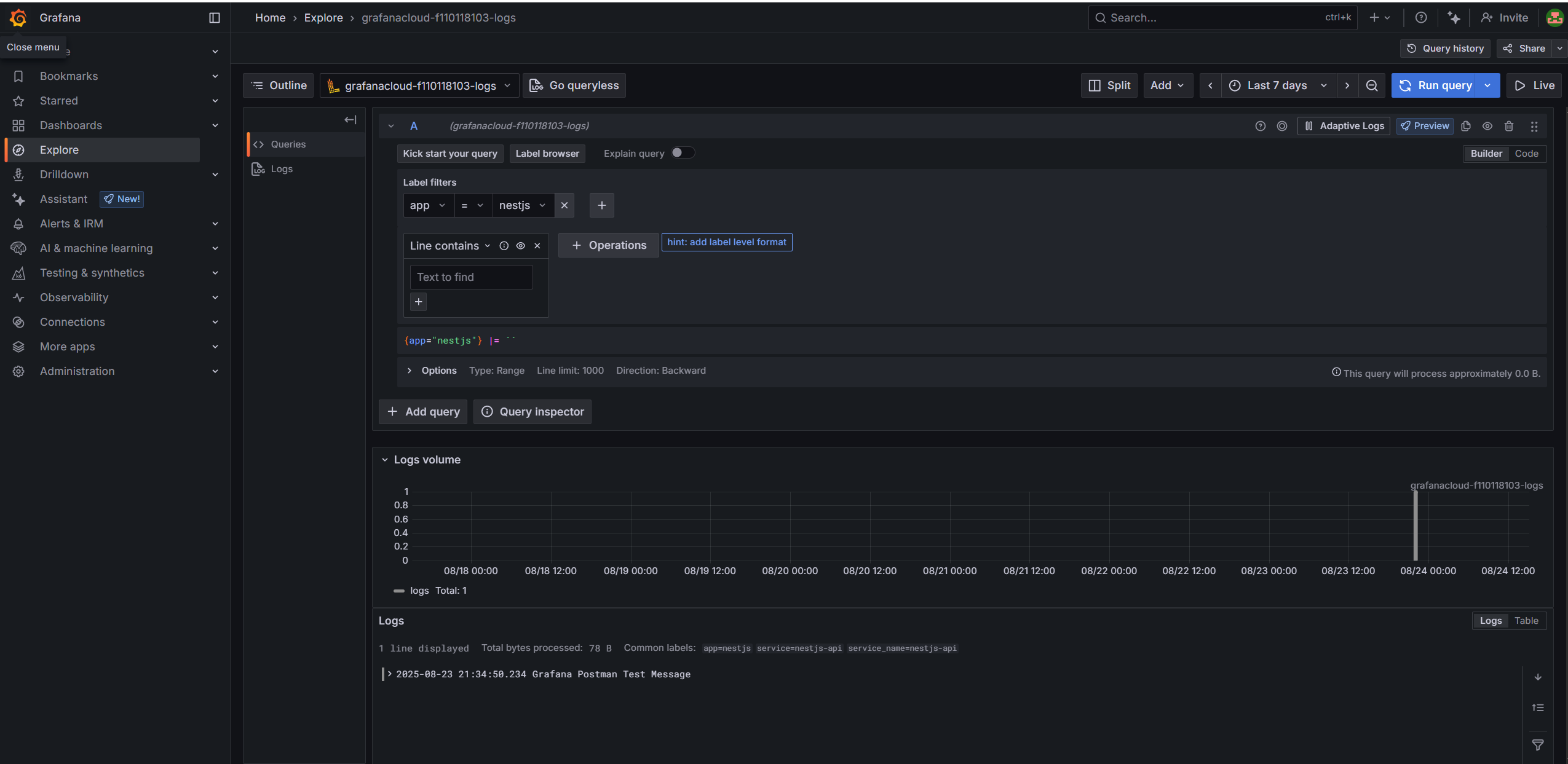 Grafana Loki 根據標籤選擇器查詢
