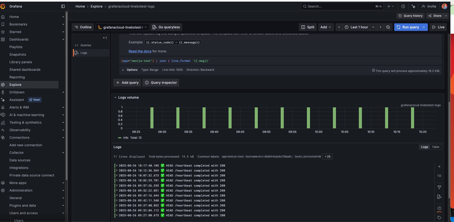 Grafana Loki 心跳檢測紀錄