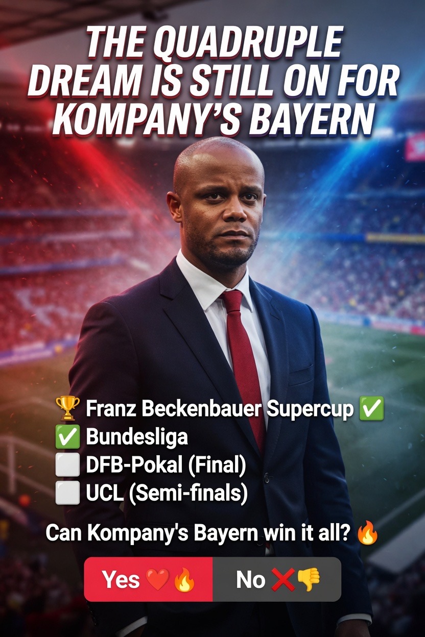 The Quadruple Dream Still Alive for Kompany’s Bayern Munich