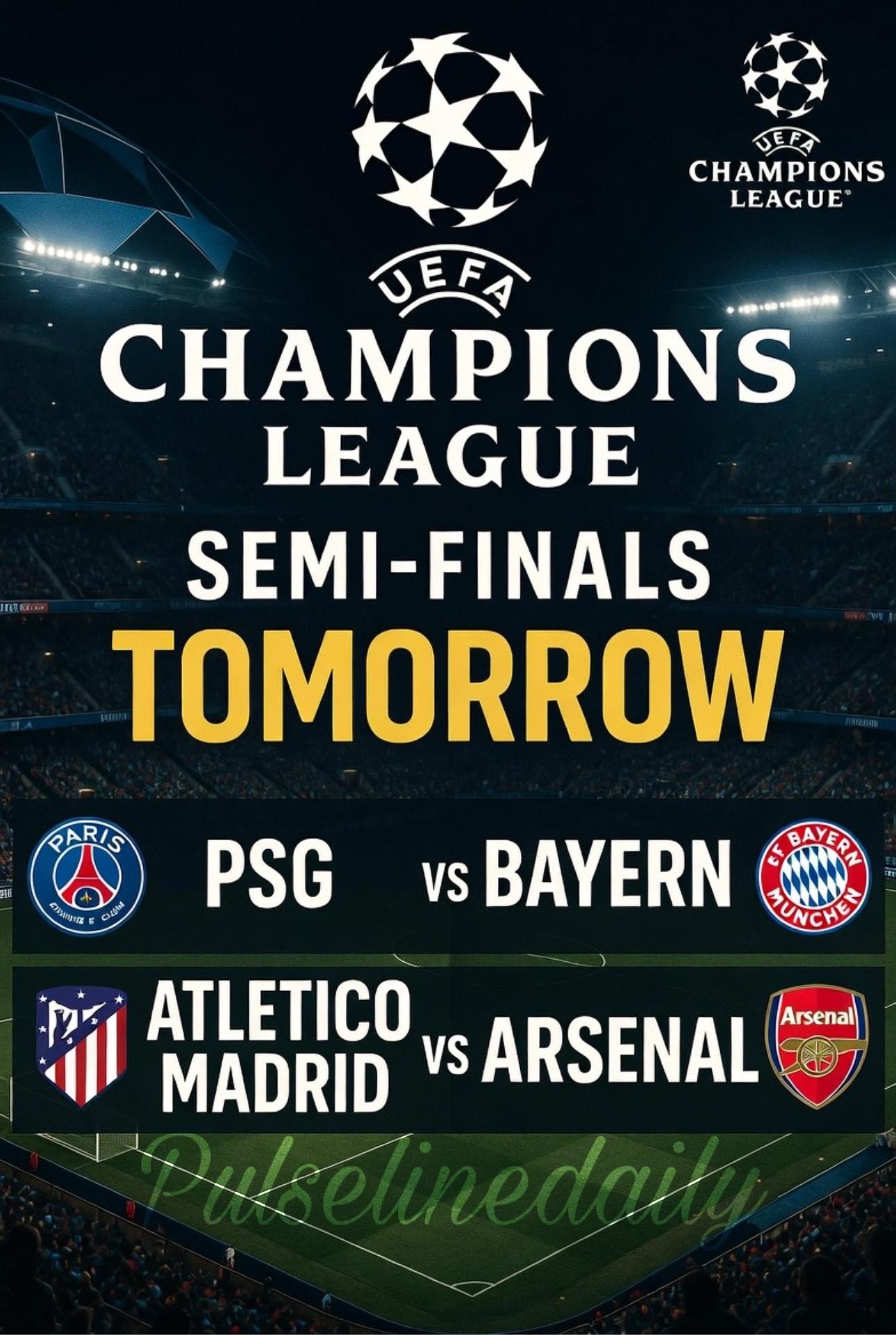 Champions League Semi-Finals Begin Tomorrow PSG vs Bayern Munich and Atletico Madrid vs Arsenal Headline a Blockbuster Week