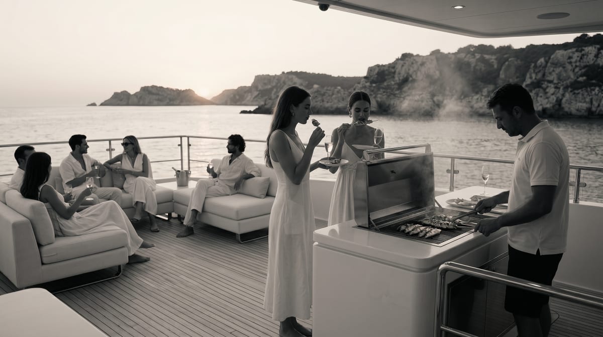 Marine electric barbecue and BBQ with cooking lid