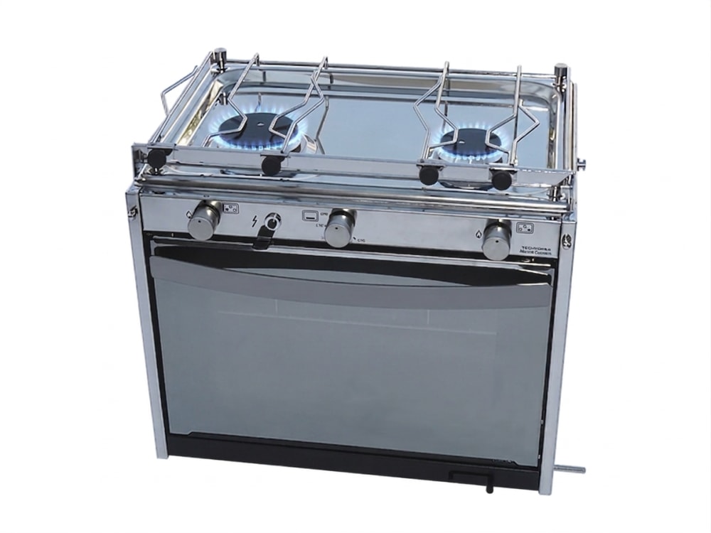 Cucina a gas Mariner2 per barca, due fuochi con forno termostatico
