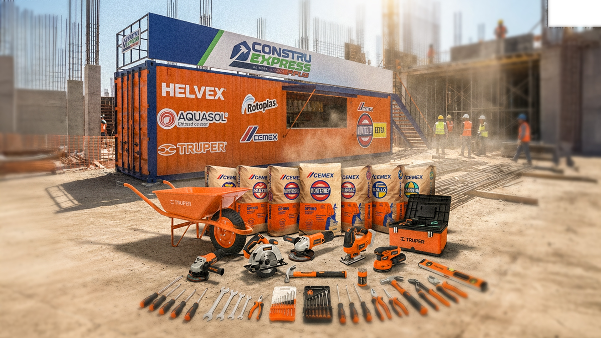 Construction crane and building at sunset