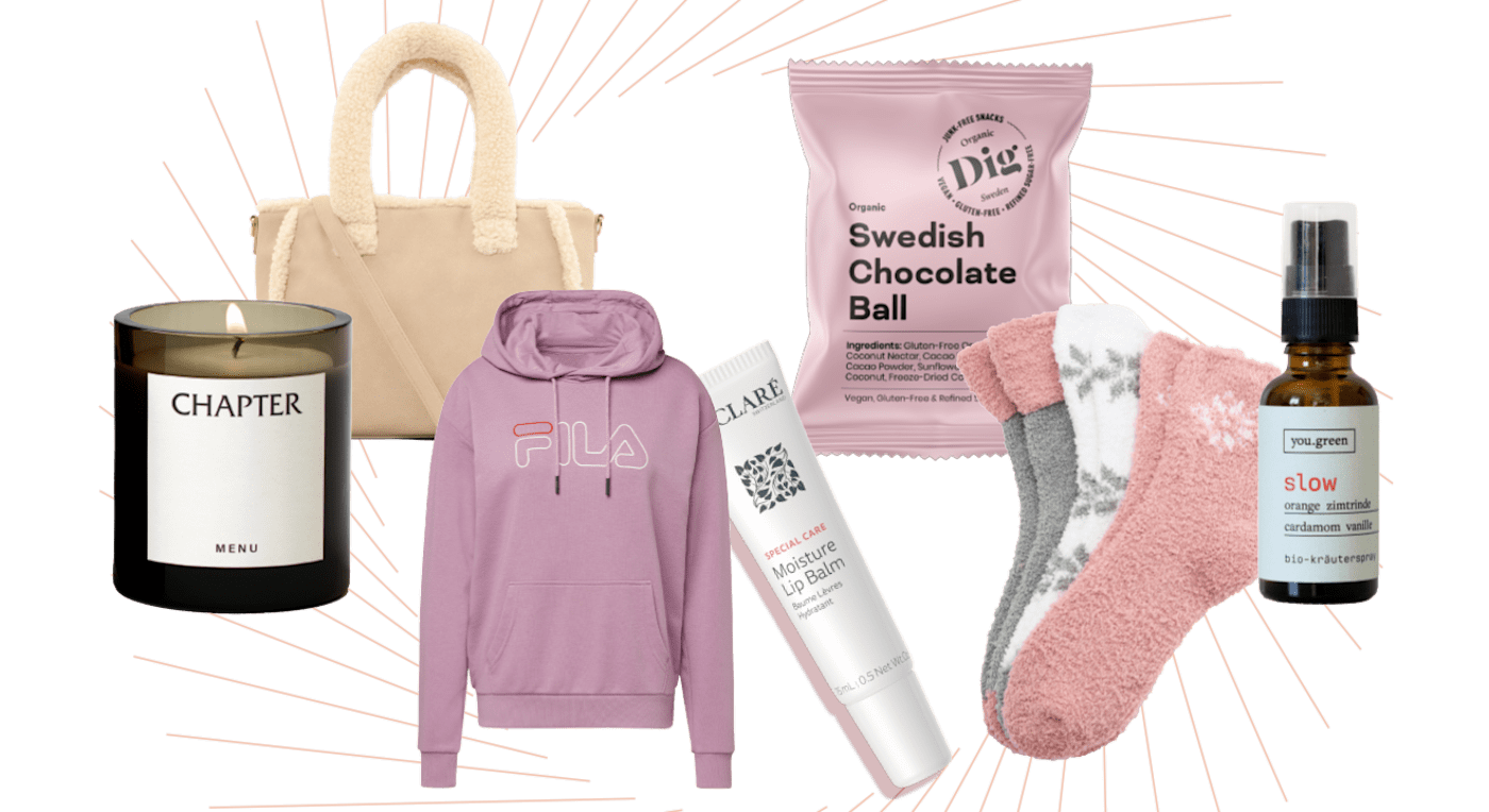 Collage mit sieben Essentials für einen hyggeligen Style