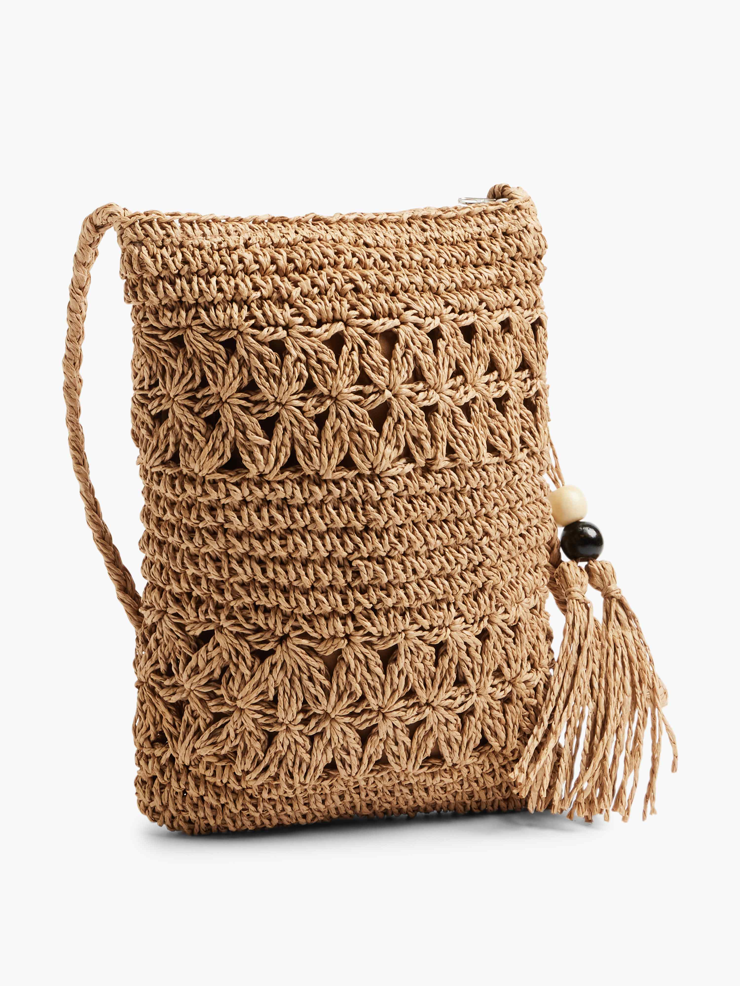 Braune Sommertasche in Häkel-Optik