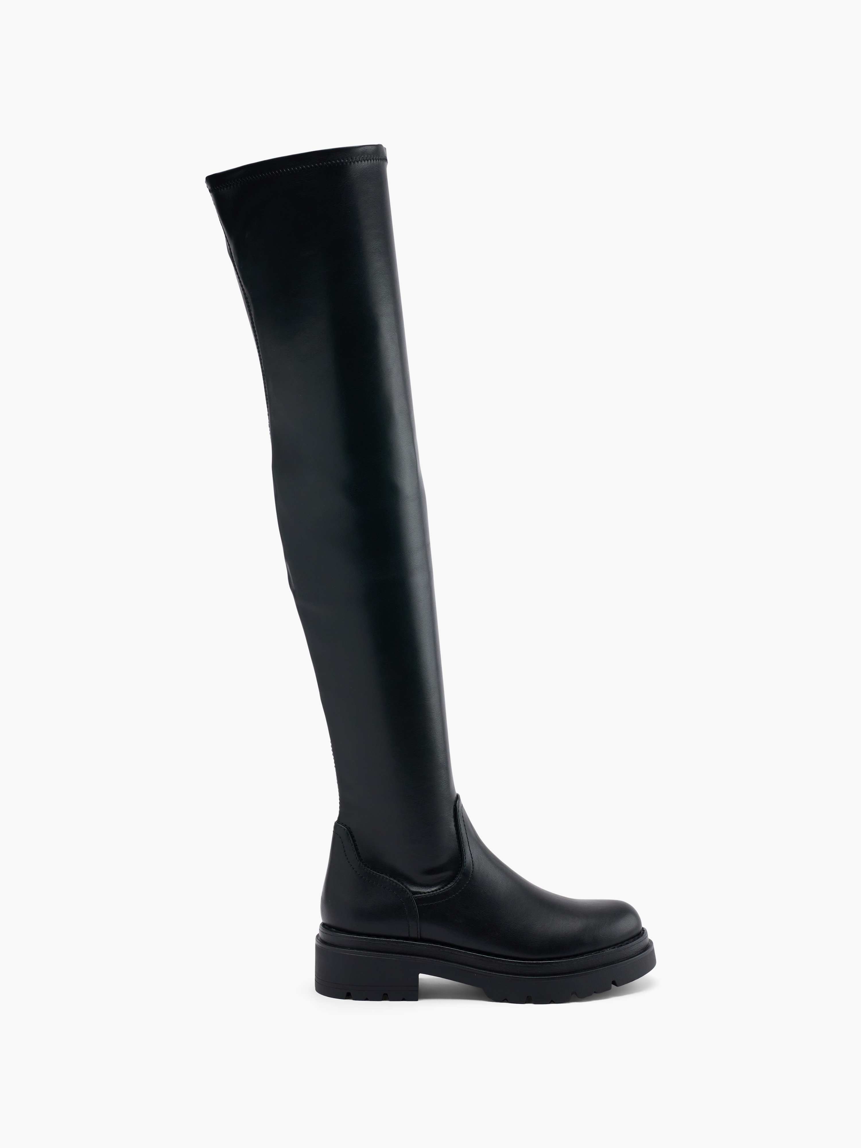 Overknee in Schwarz mit dickem Absatz