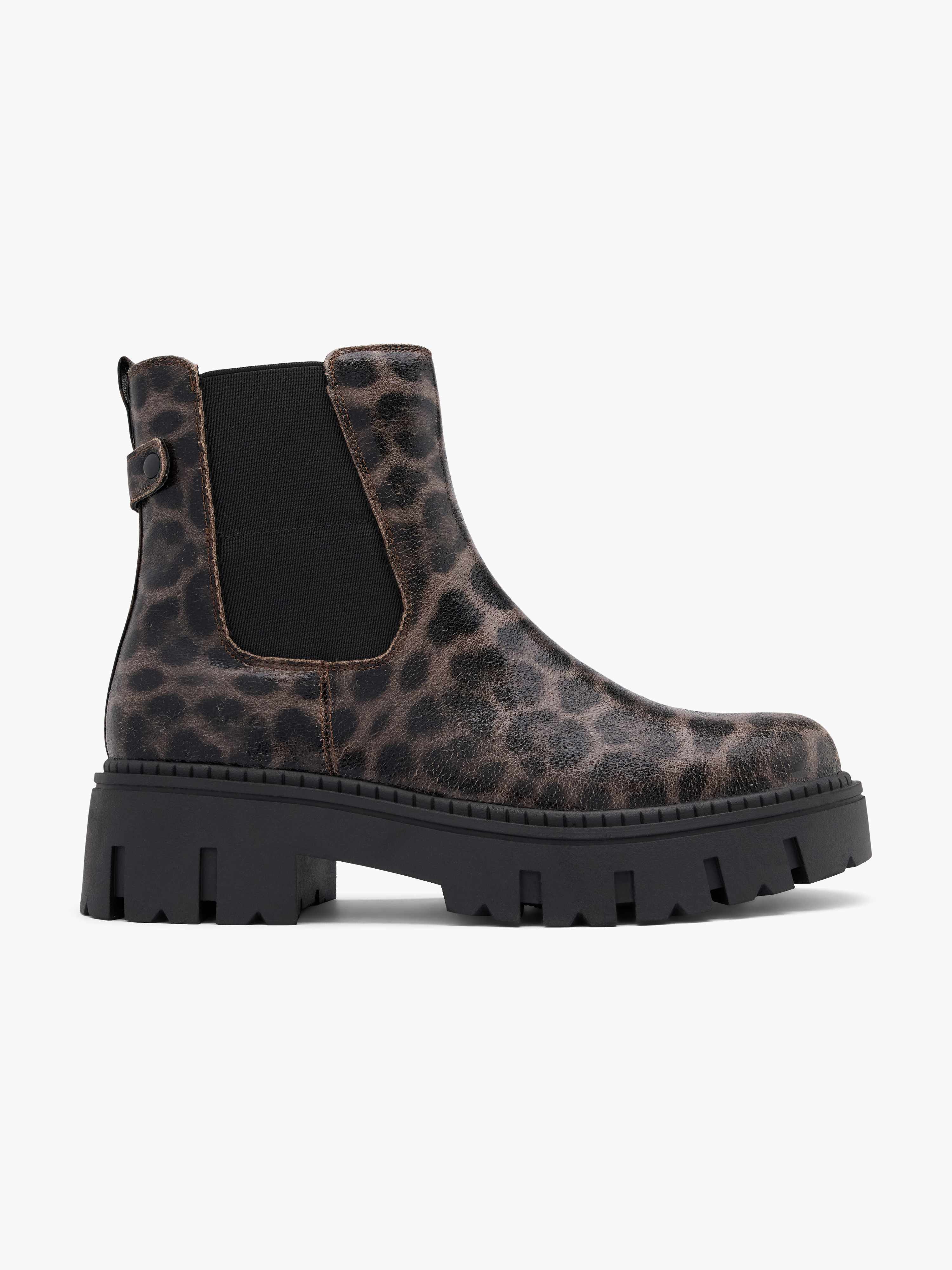 Dunkelbrauner Chelsea Boot in Cowprint-Optik