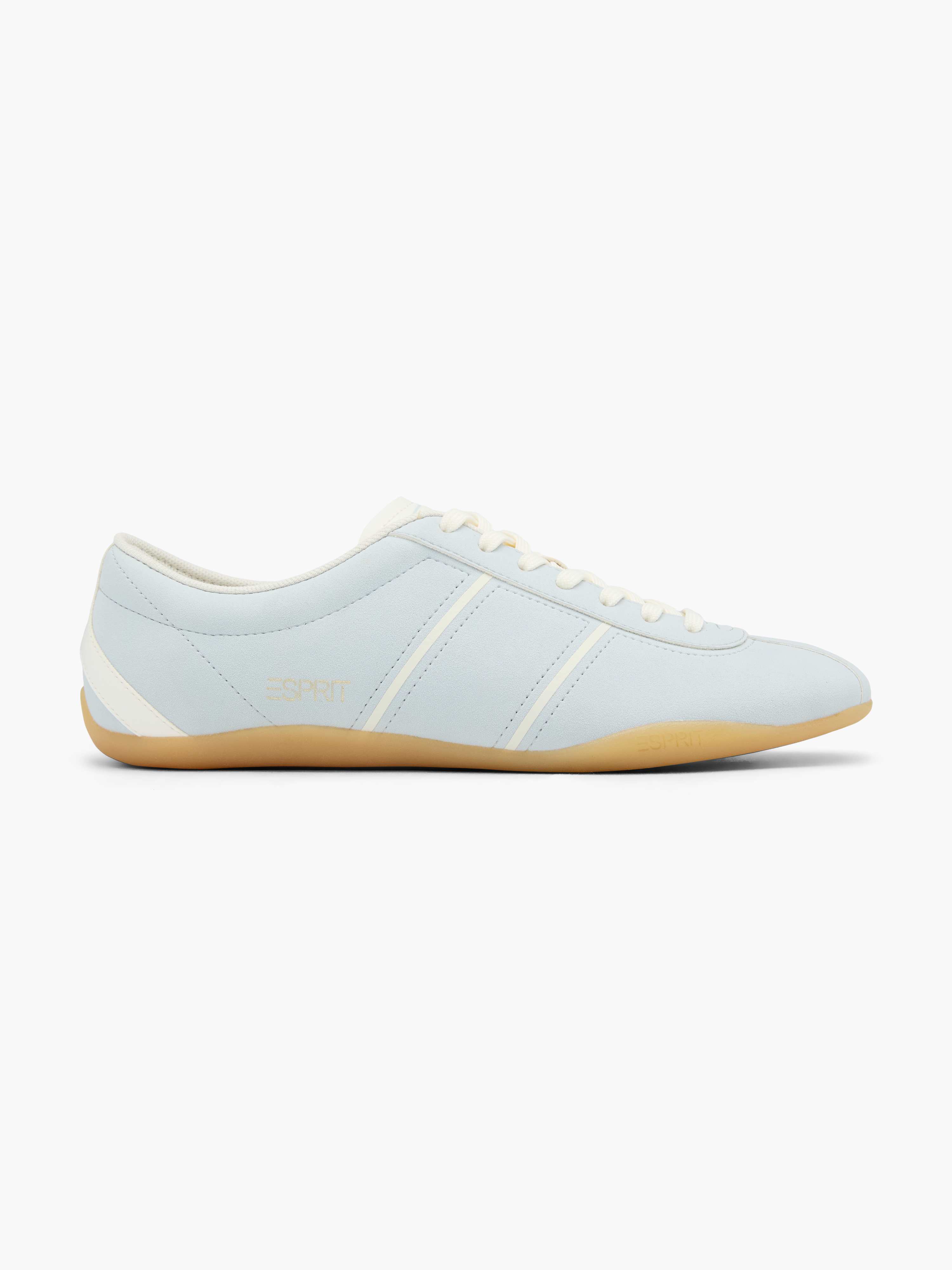 Strahlend weißer Sneaker in eleganter Sport-Optik mit schmaler, heller Gummisohle