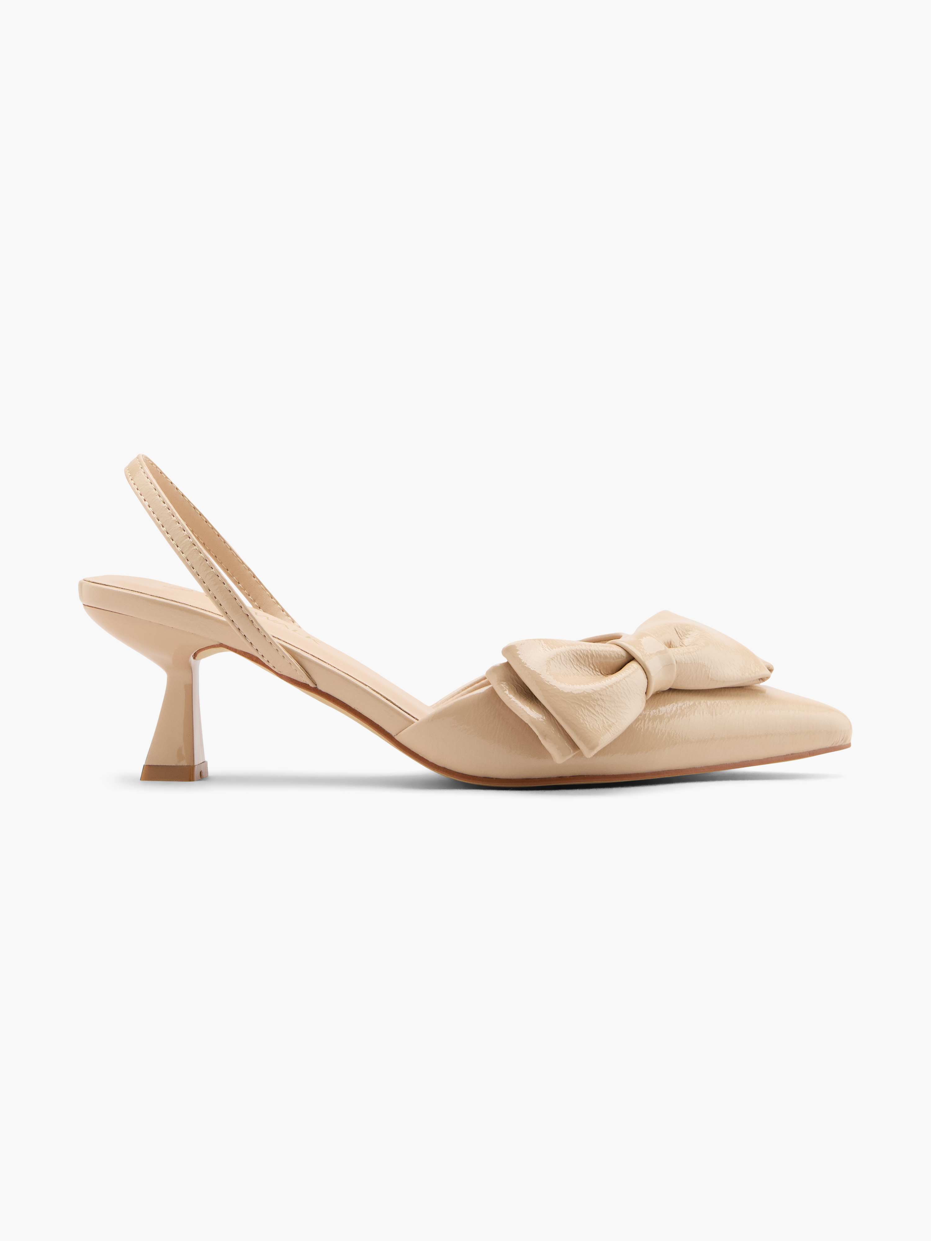 Beiger Pumps mit Schleifen-Applikation