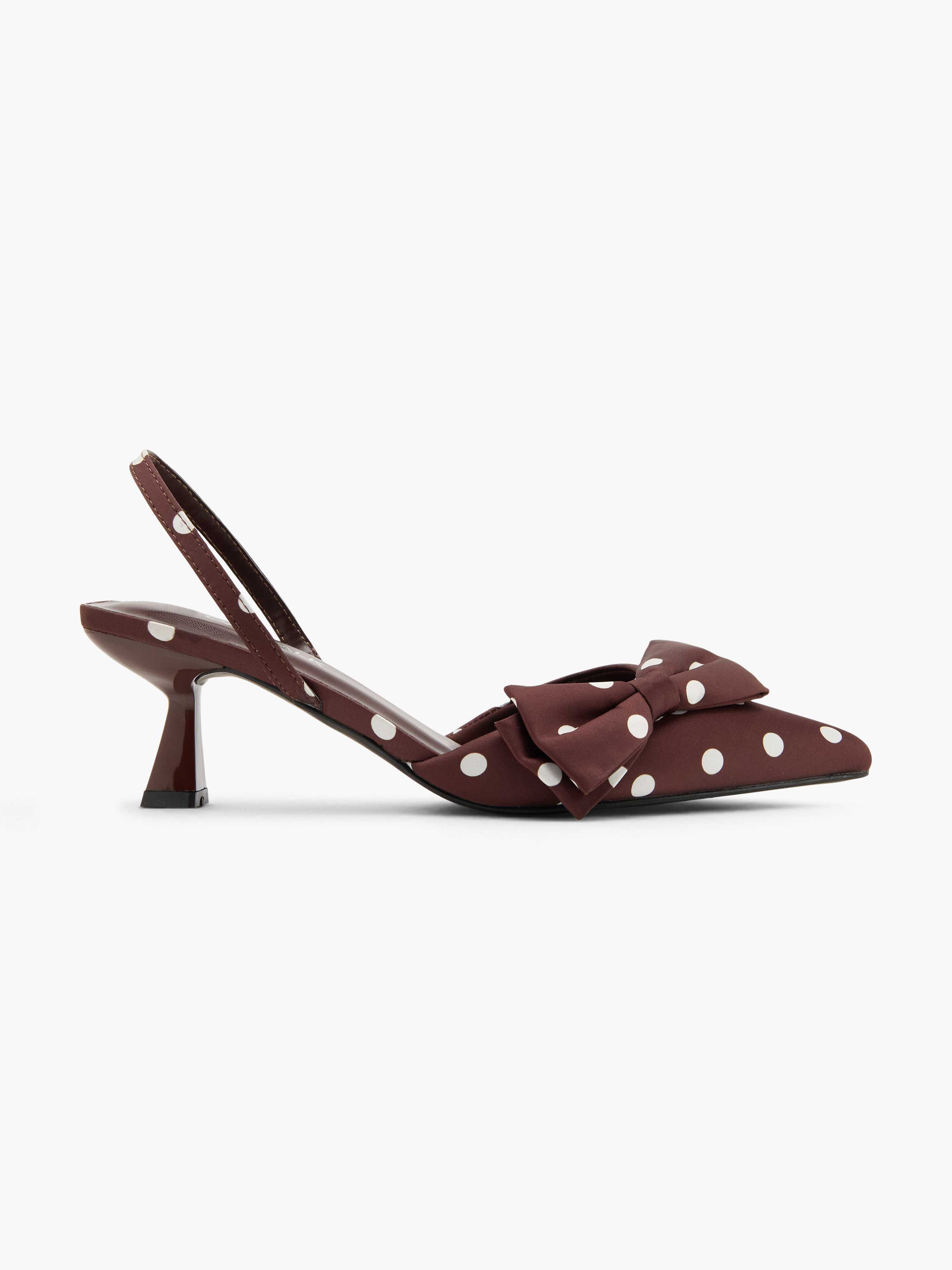 Dunkelroter Pumps in Polka Dot-Optik