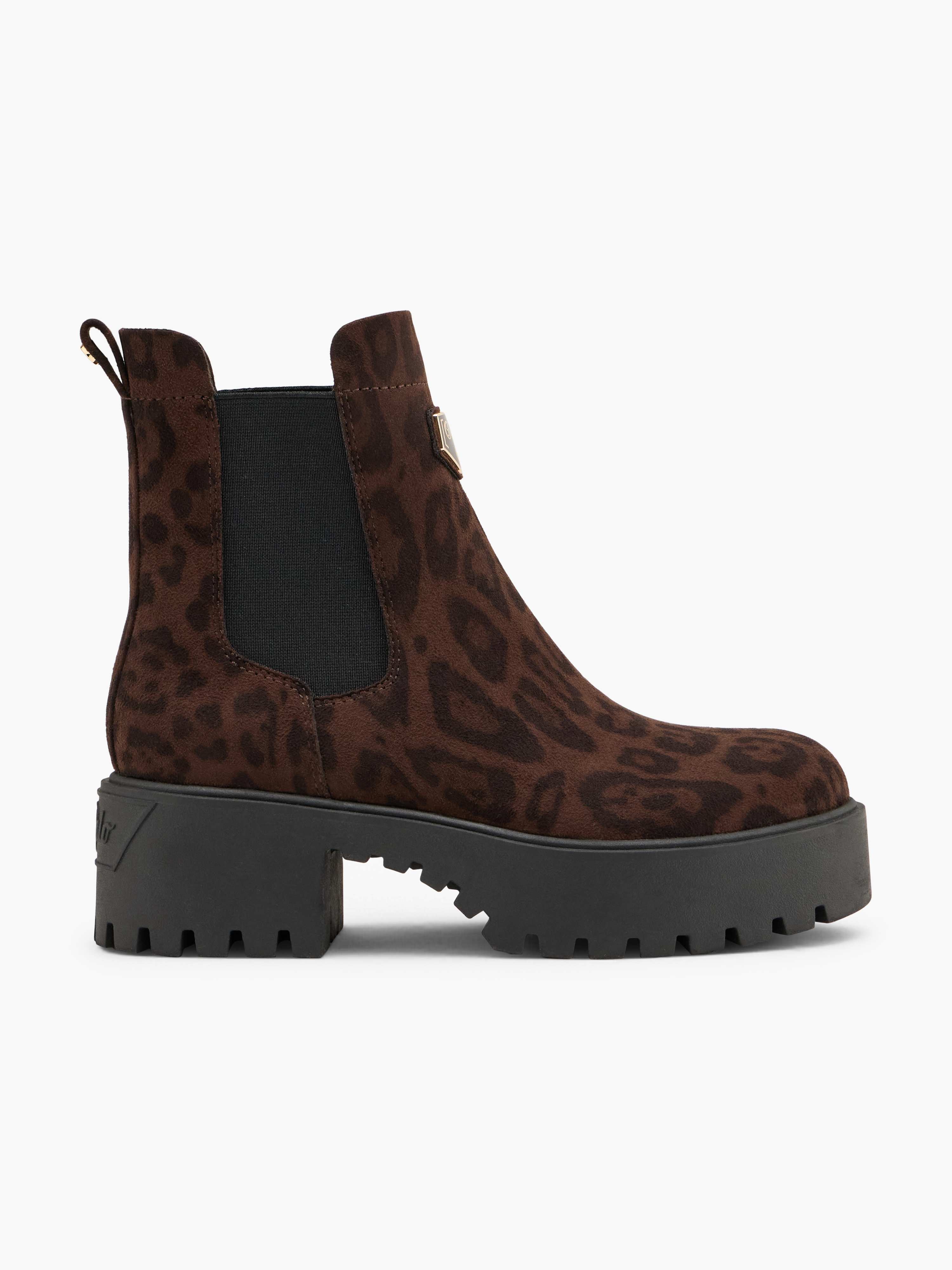 Schwarz-brauner Chelsea Boot mit dicker Sohle
