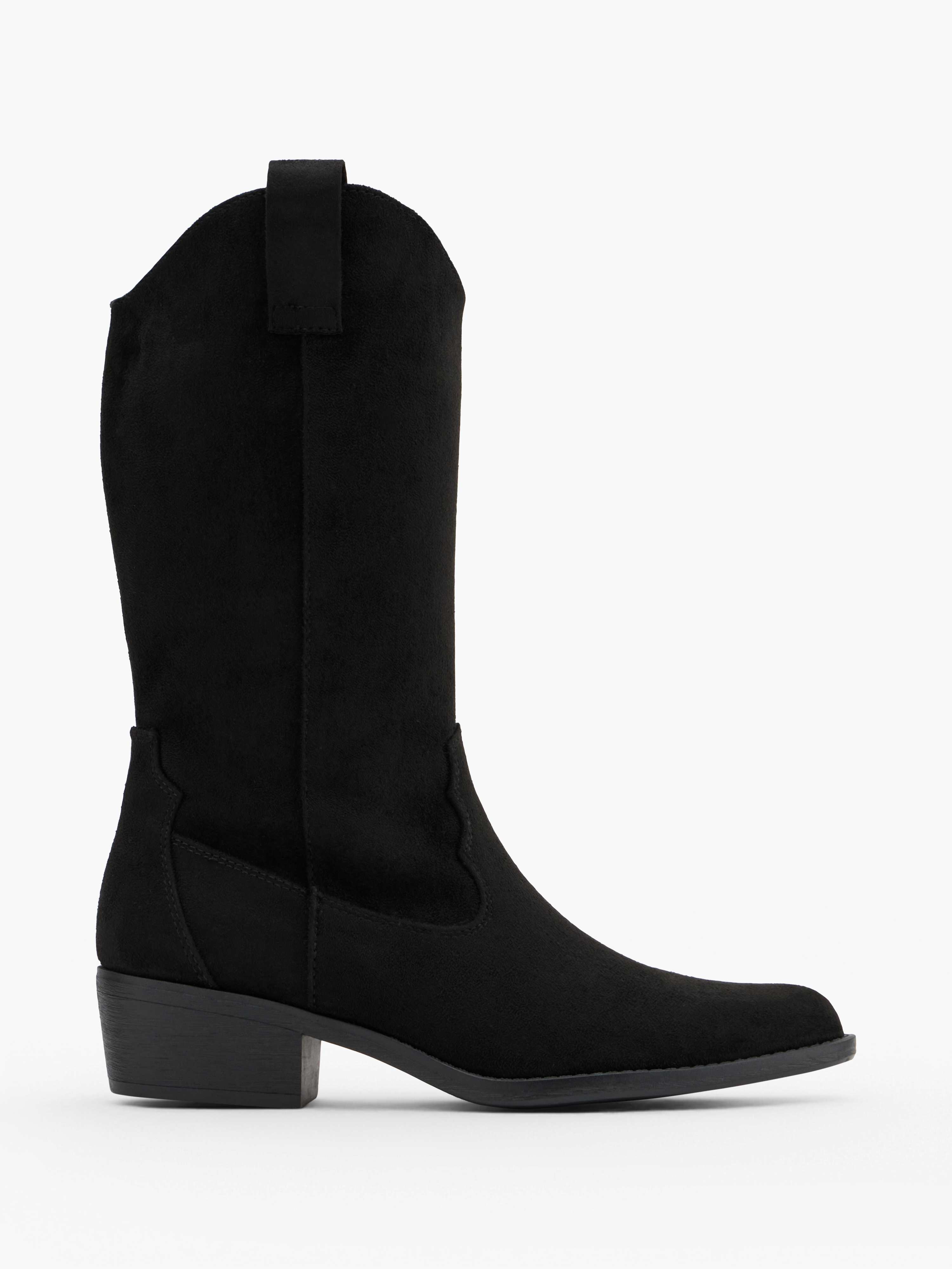 Schwarzer Hochschaft-Cowboystiefel