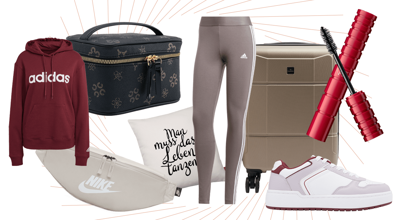 Collage mit acht Essentials für einen Wochenendtrip