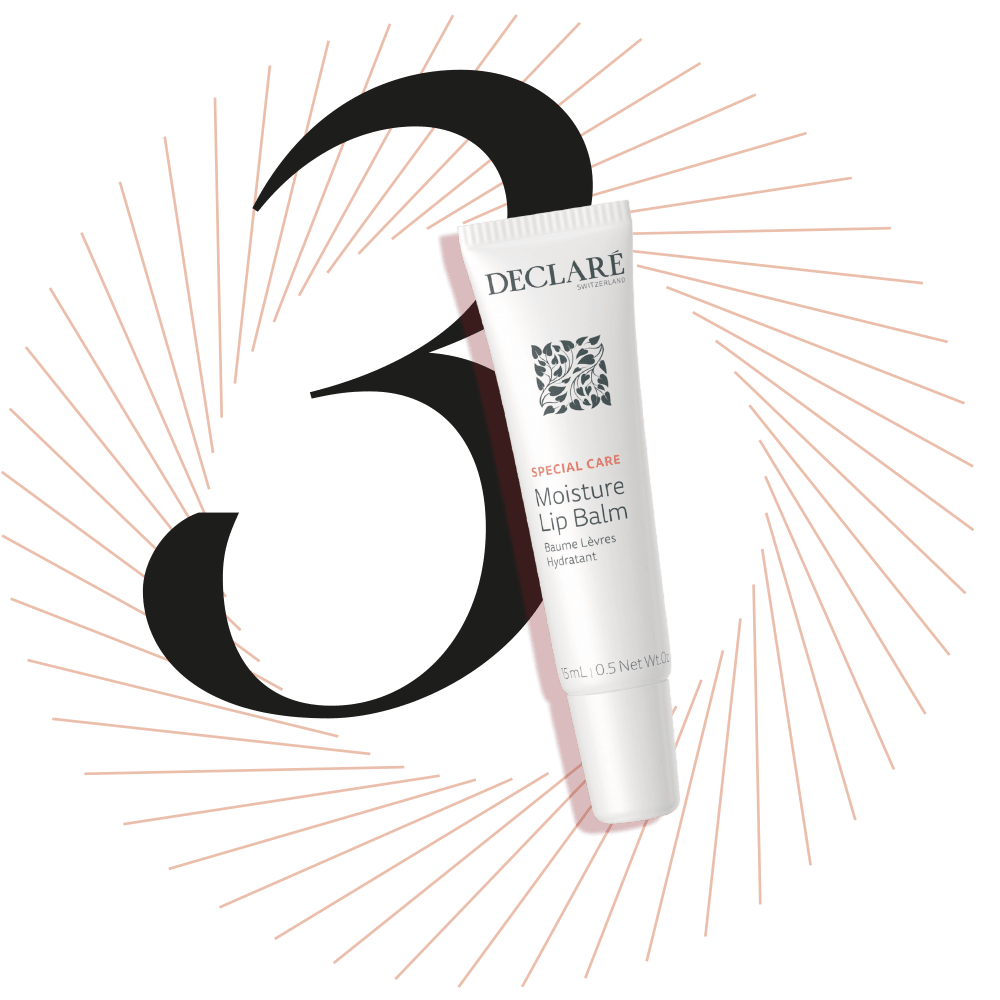 Tube Lippenbalsam „Moisture Lip Balm“ von DECLARÉ, schwarze Ziffer 3 im Bild