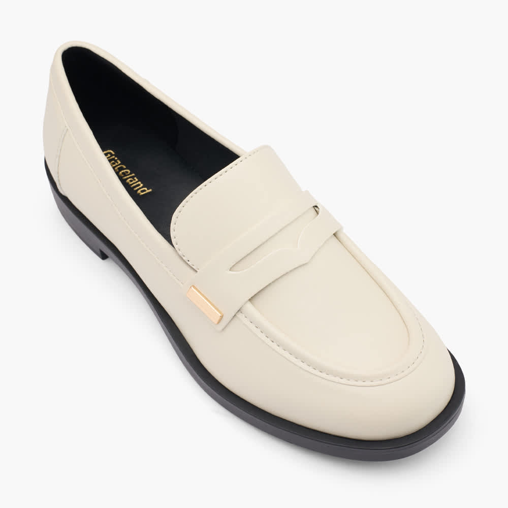 Mocassino bianco con linguetta piatta