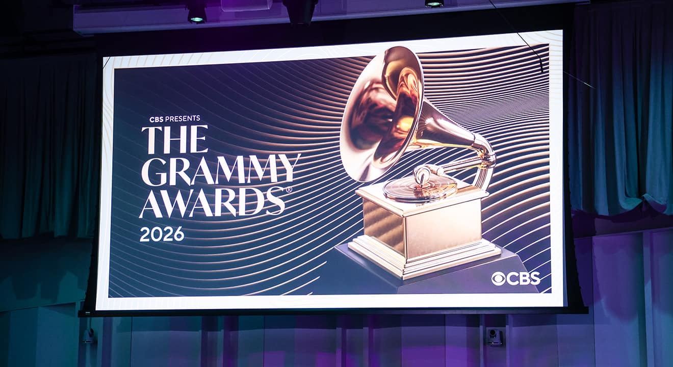 Großes Logo-Schild der Grammy Awards 2026
