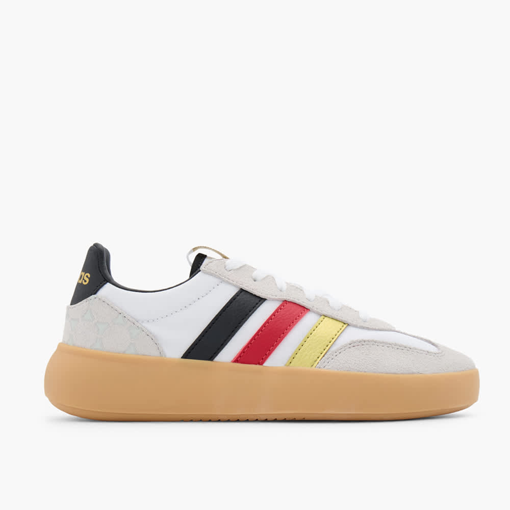 Weißer Adidas Sneaker mit Streifen in Schwarz-Rot-Gold