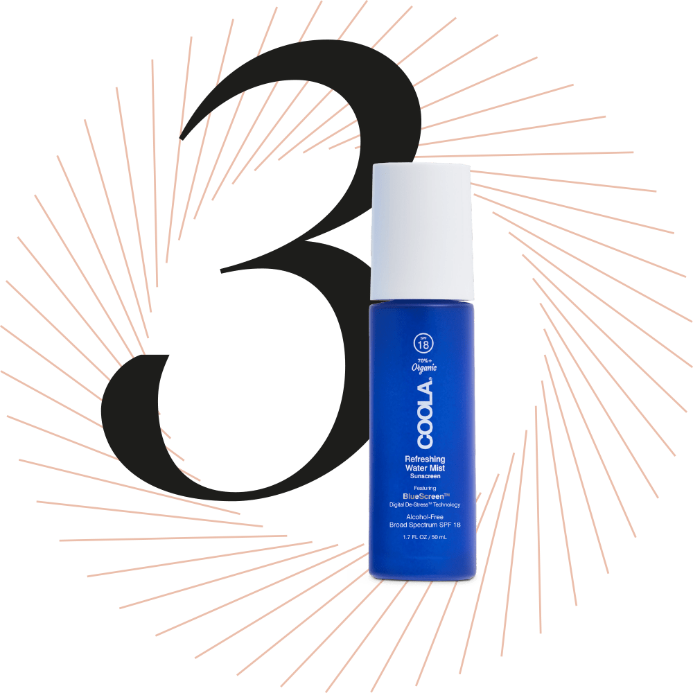 Cooling Face Mist, schware Ziffer 3 im Hintergrund