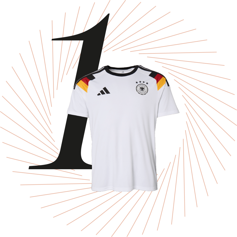 Adidas Deutschland-Trikot zur WM 2026, schwarze Ziffer 1 im Hintergrund