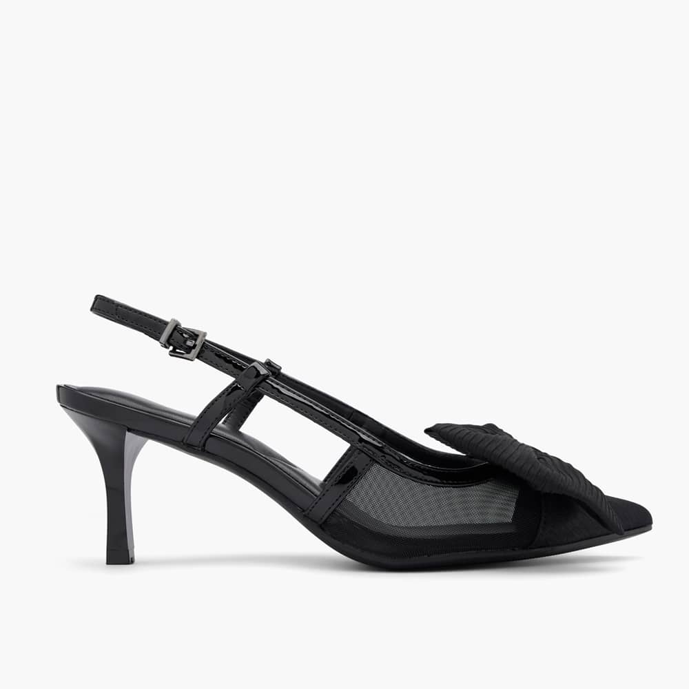 Schwarzer Kitten Heel mit Slingback-Optik