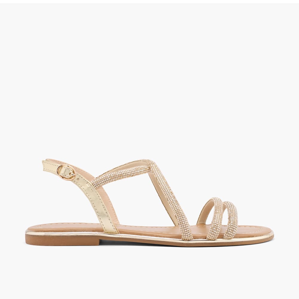 Sommerliche Sandale in warmem Ton mit Glitzer-Details