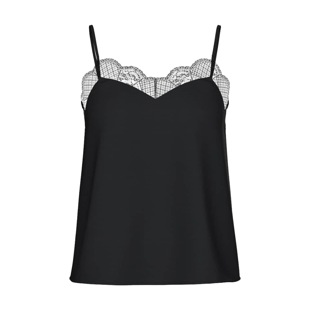 Camisole-Top mit Spitzendetail in Schwarz