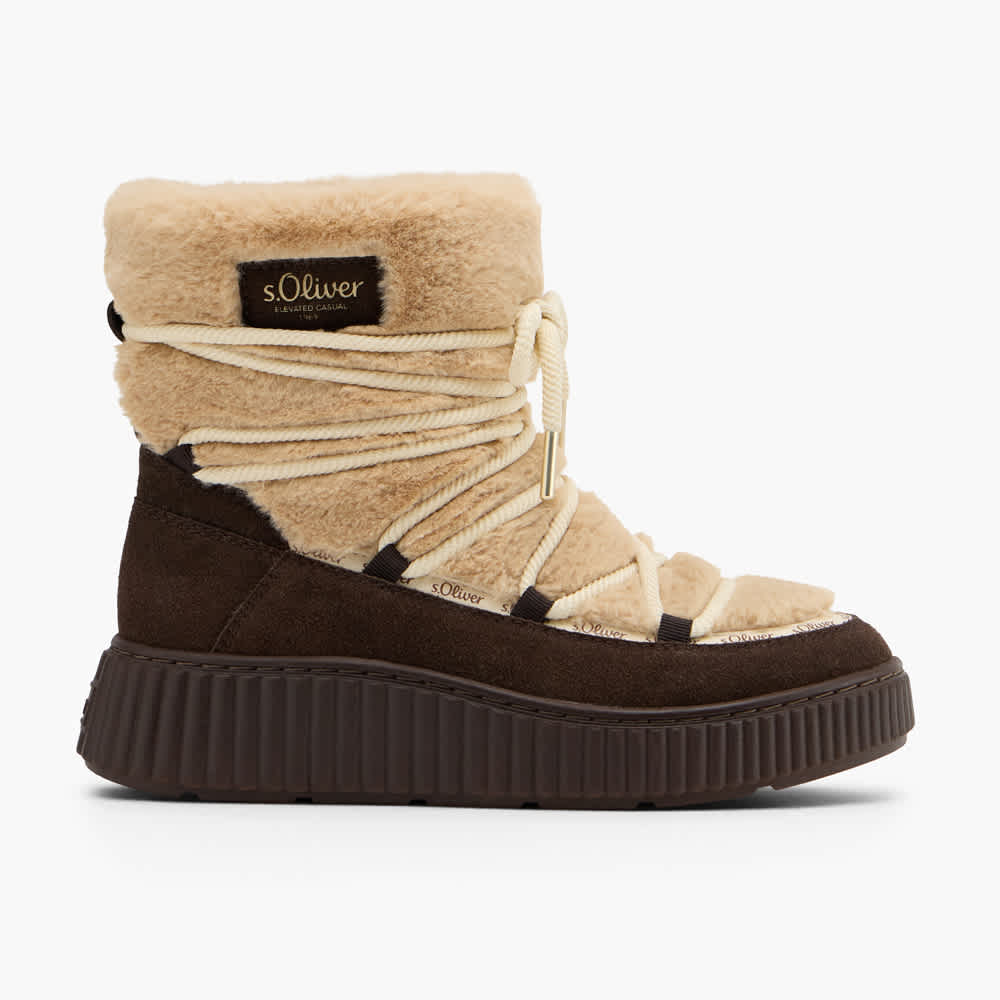 Gefütterter s.Oliver Winterboot in Braun-Beige