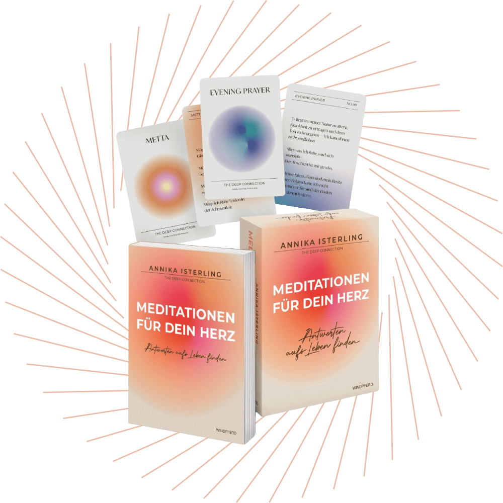 Meditationskarten-Set „Meditationen für dein Herz" mit Buch, Box und Farbverlauf-Karten