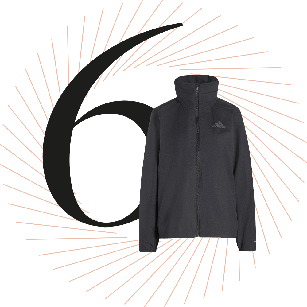Schwarze Adidas Laufjacke mit Stehkragen und durchgehendem Reißverschluss