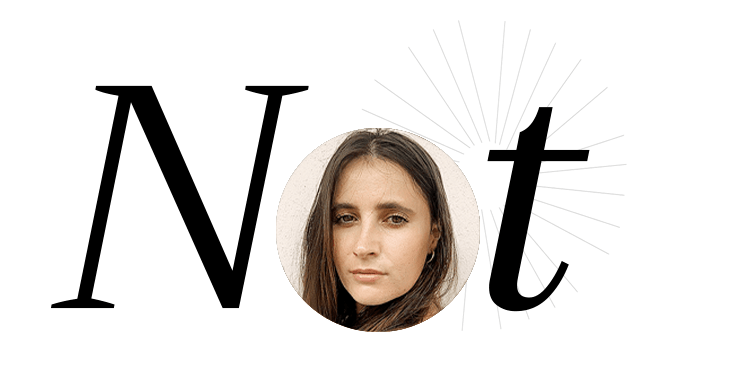 Schriftzug "Not" mit Bild einer Frau im Buchstaben O - Jana P.