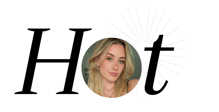 Schriftzug "Hot" mit Bild einer Frau im Buchstaben O - Viktoria O.