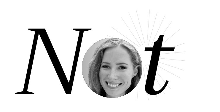 Schriftzug "Not" mit Bild einer Frau im Buchstaben O - Laura F.