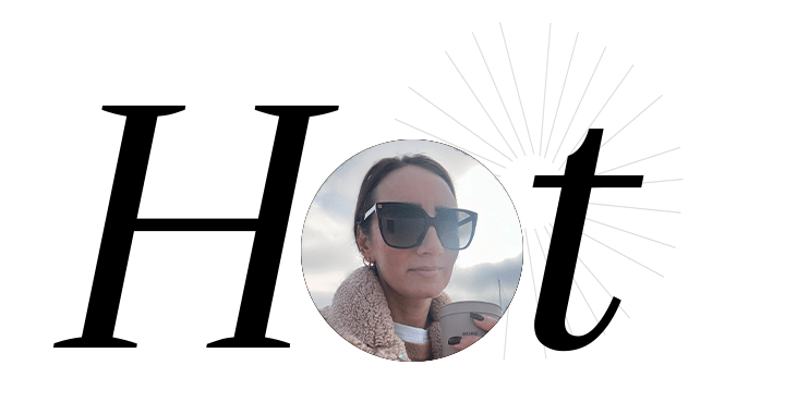 Schriftzug "Hot" mit Bild einer Frau im Buchstaben O - Andrea L.
