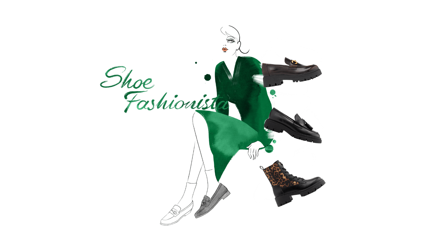 Aquarellartige Illustrator einer Figur im grünen Kleid, mit Corporate Core-Basics im Bild