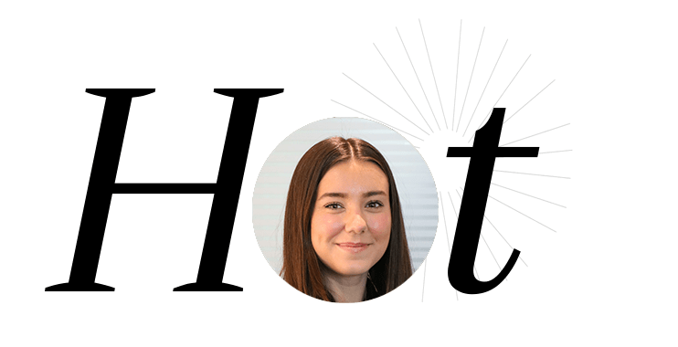 Schriftzug "Hot" mit Bild einer Frau im Buchstaben O - Jessica