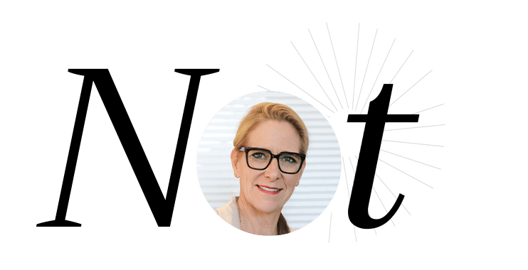 Schriftzug "Not" mit Bild einer Frau im Buchstaben O - Britta B.