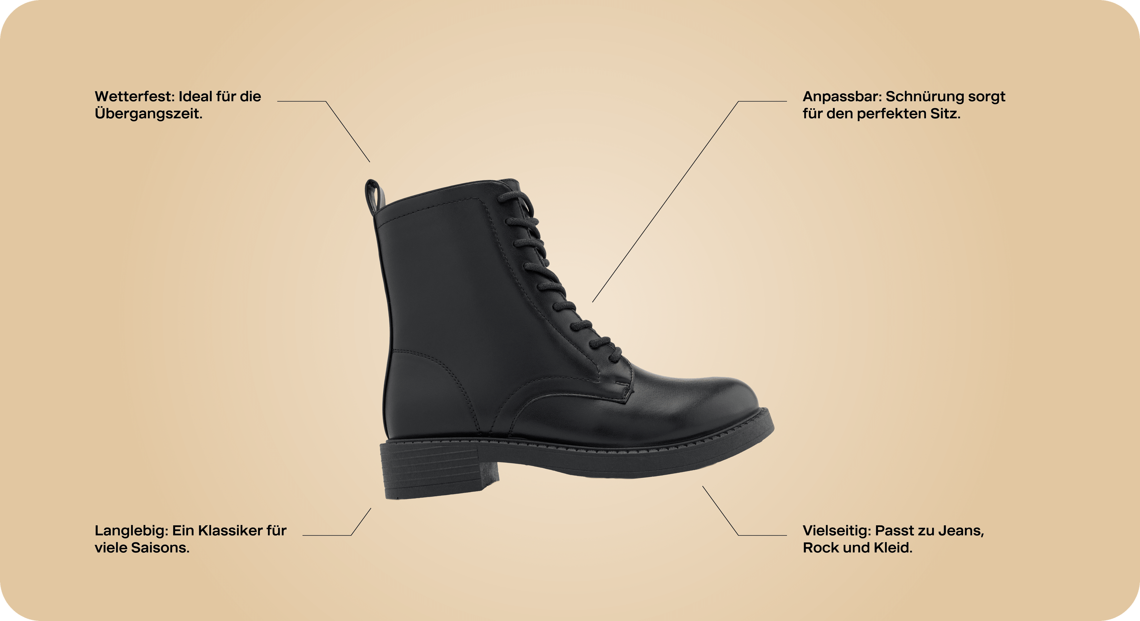 Lace Up Boot mit Texthinweisen