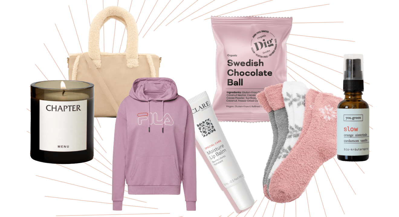 Collage mit sieben Essentials für einen hyggeligen Style