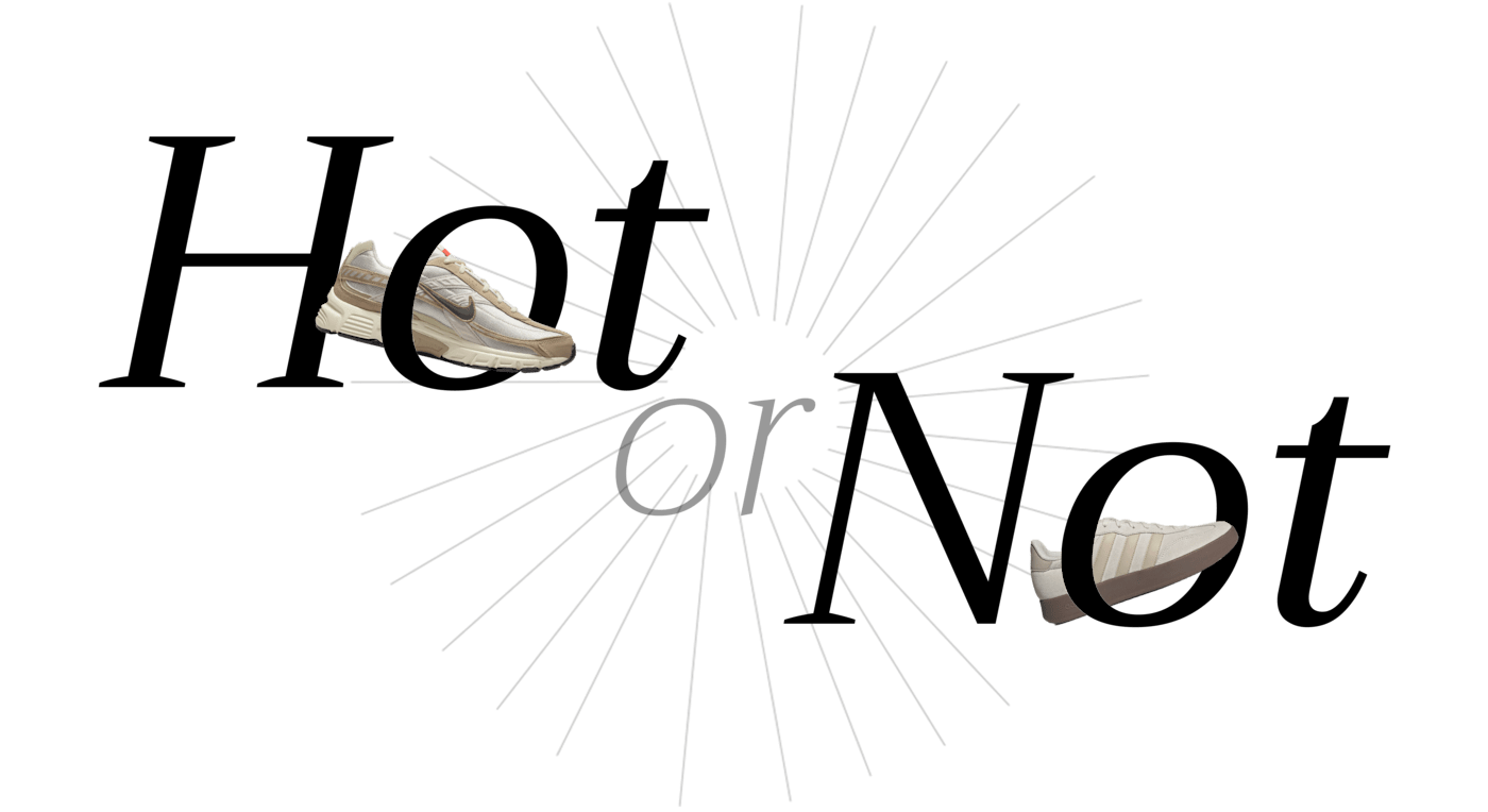 Schriftzug "Hot or Not" mit Schuh-Freistellern