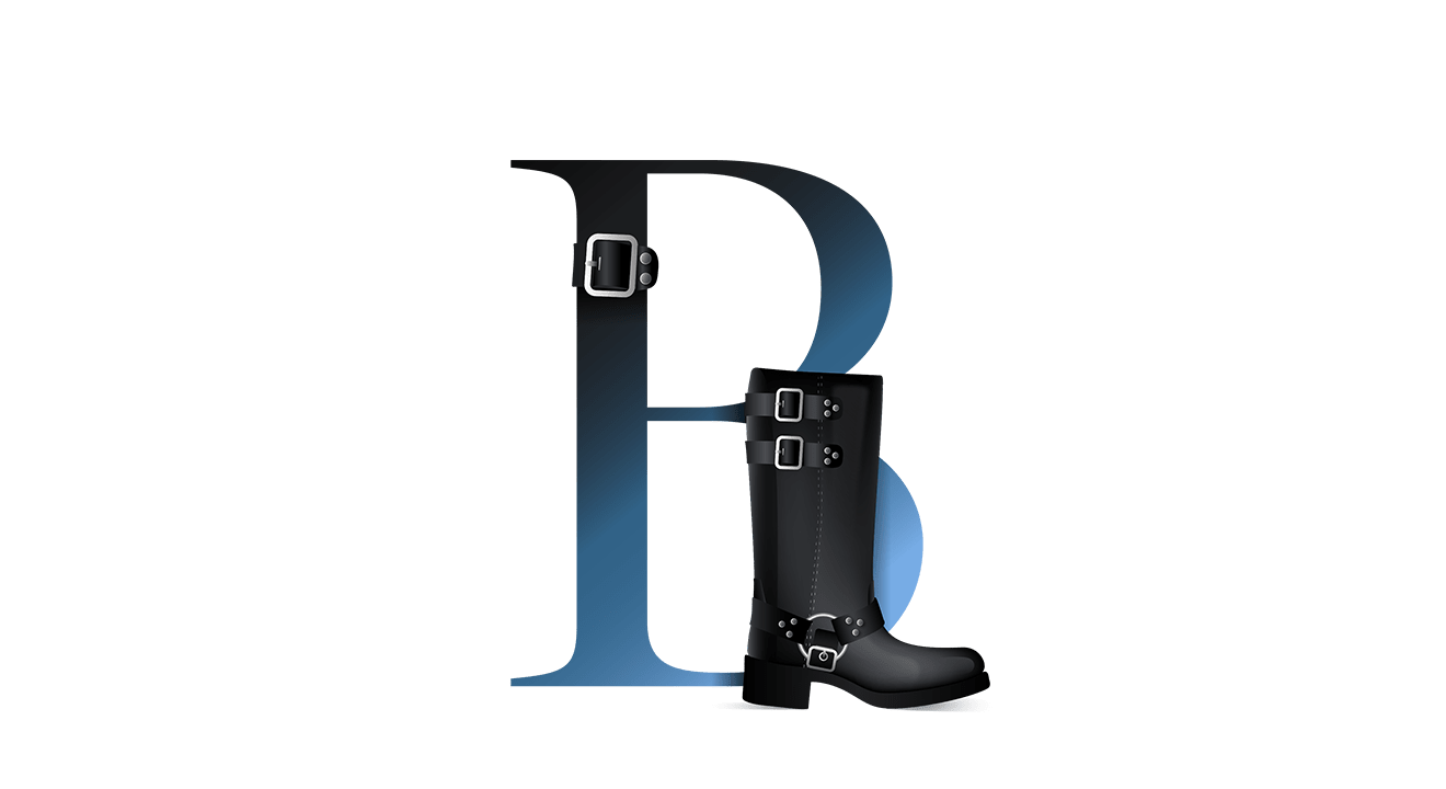 Illustration des Buchstabens B, symbolisch für Biker-Boots