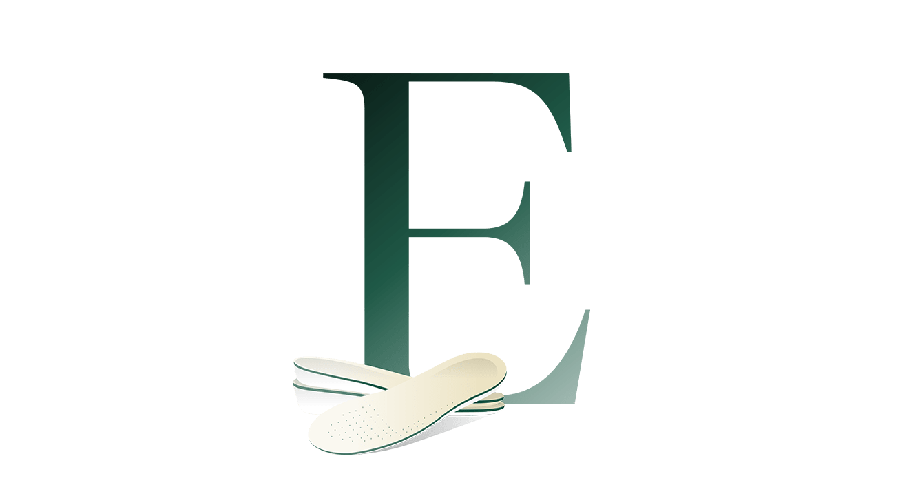 Illustration des Buchstabens E, symbolisch für Einlegesohlen
