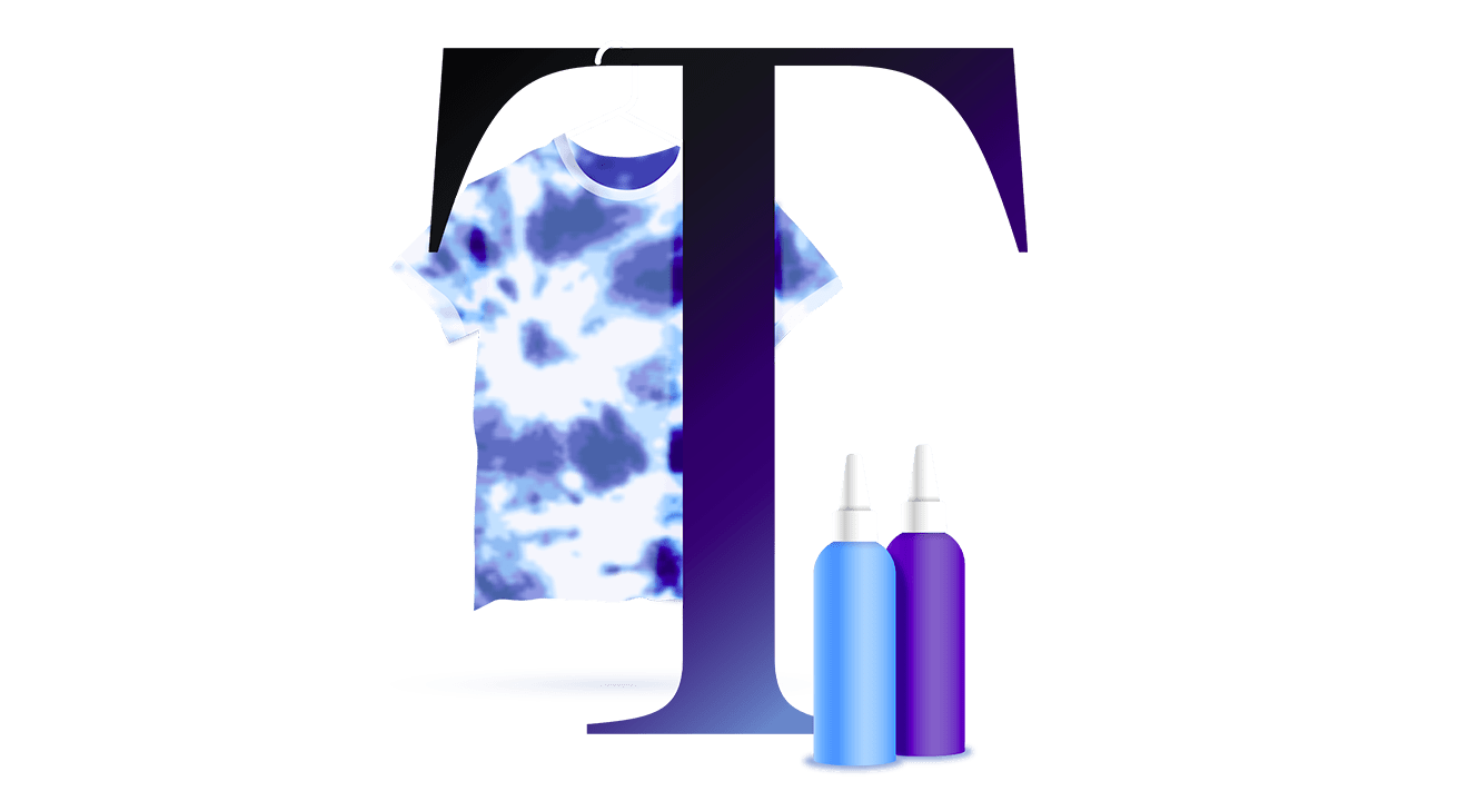 Illustration des Buchstabens T, symbolisch für Tie-Dye