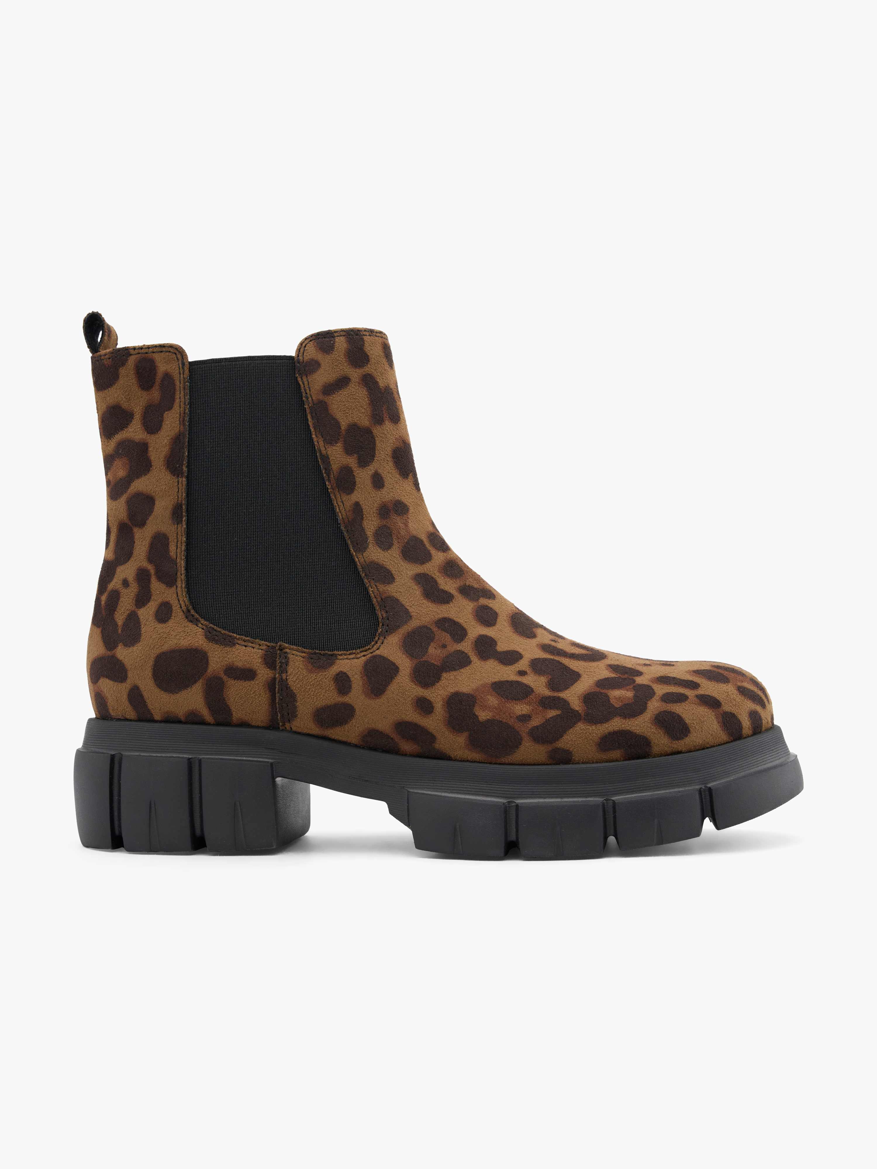 Chelsea-Boots mit Leopardenmuster und robuster Sohle
