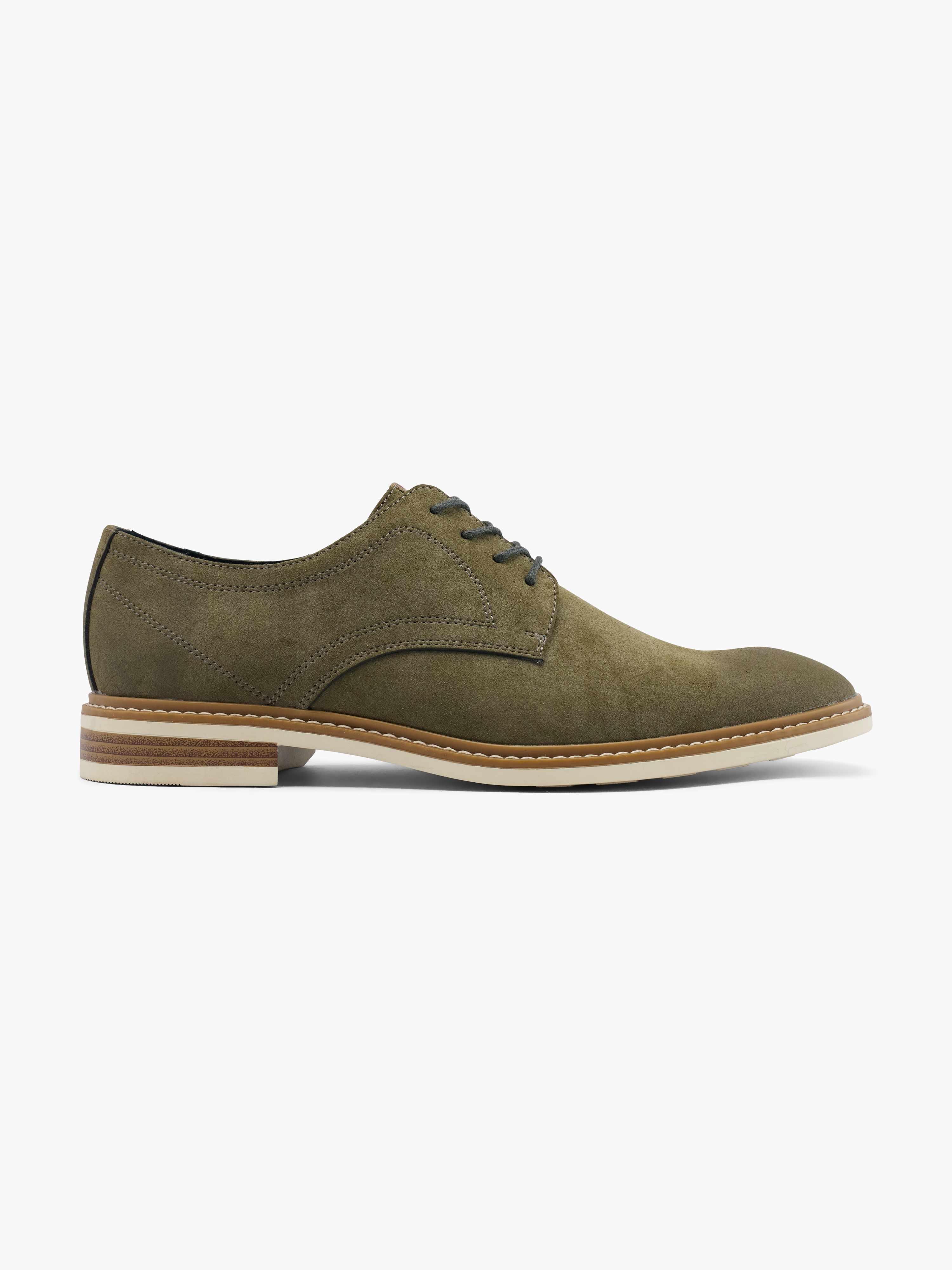 Eleganter moosgrüner Business-Schuh mit rauer Oberfläche