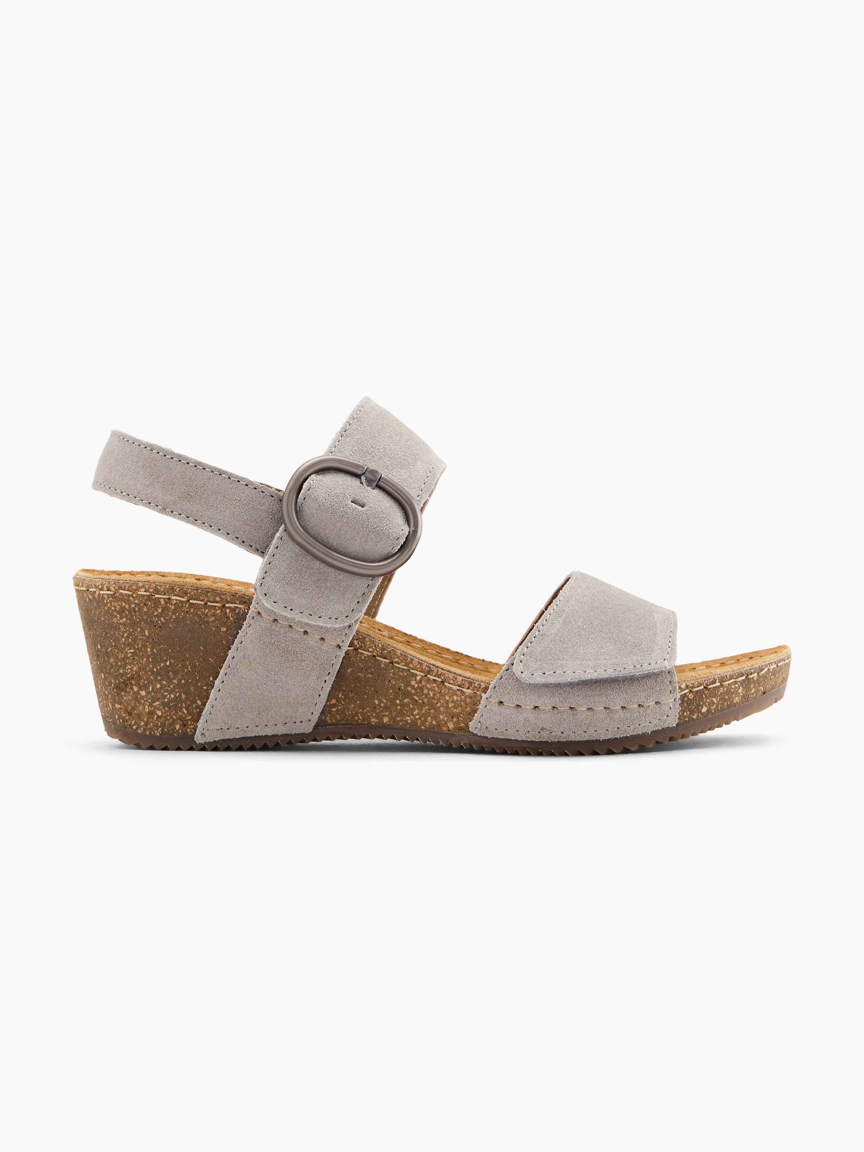 Weiß-braune Sandalette mit dicken Schnallen