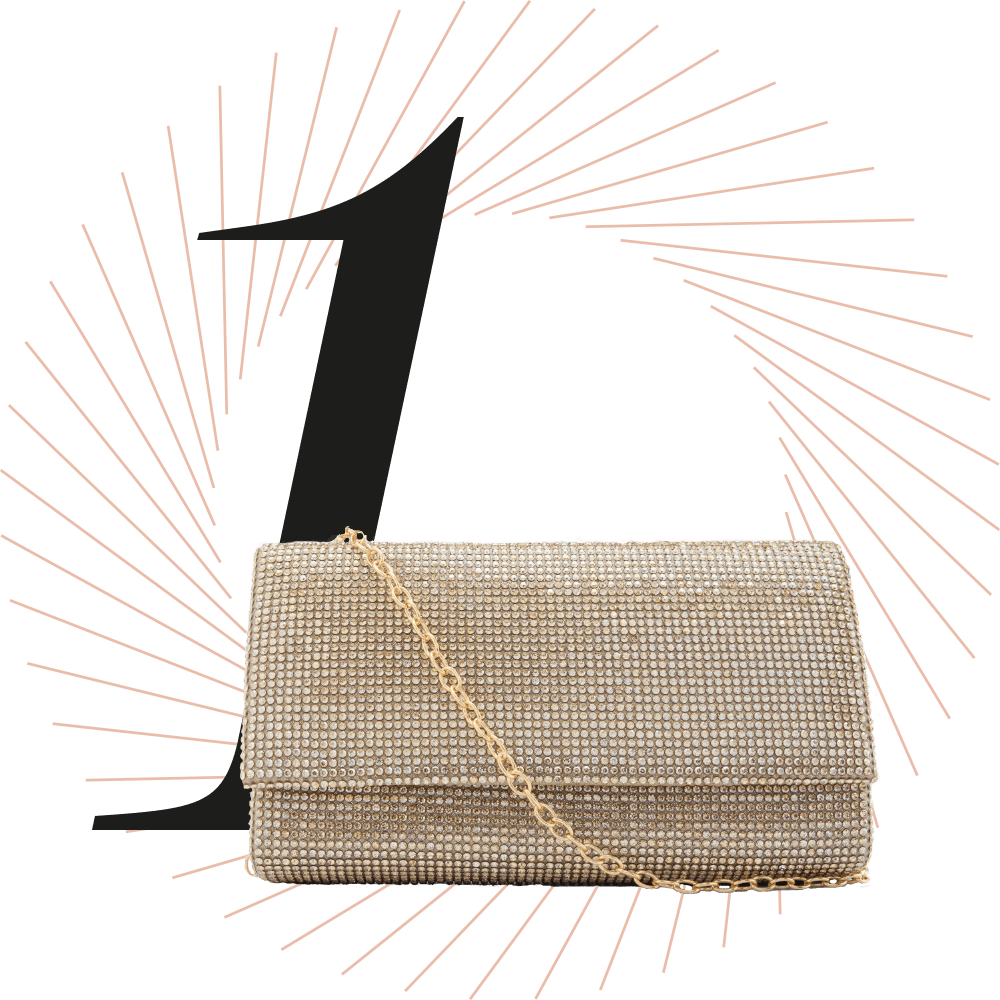 Clutch in Beige mit kleiner Goldkette
