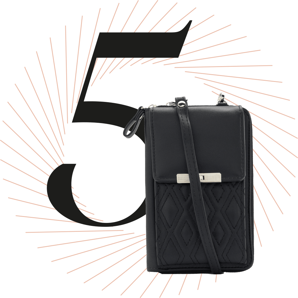 Stilvolle schwarze Handytasche mit Metallschnalle und Trageschlaufe