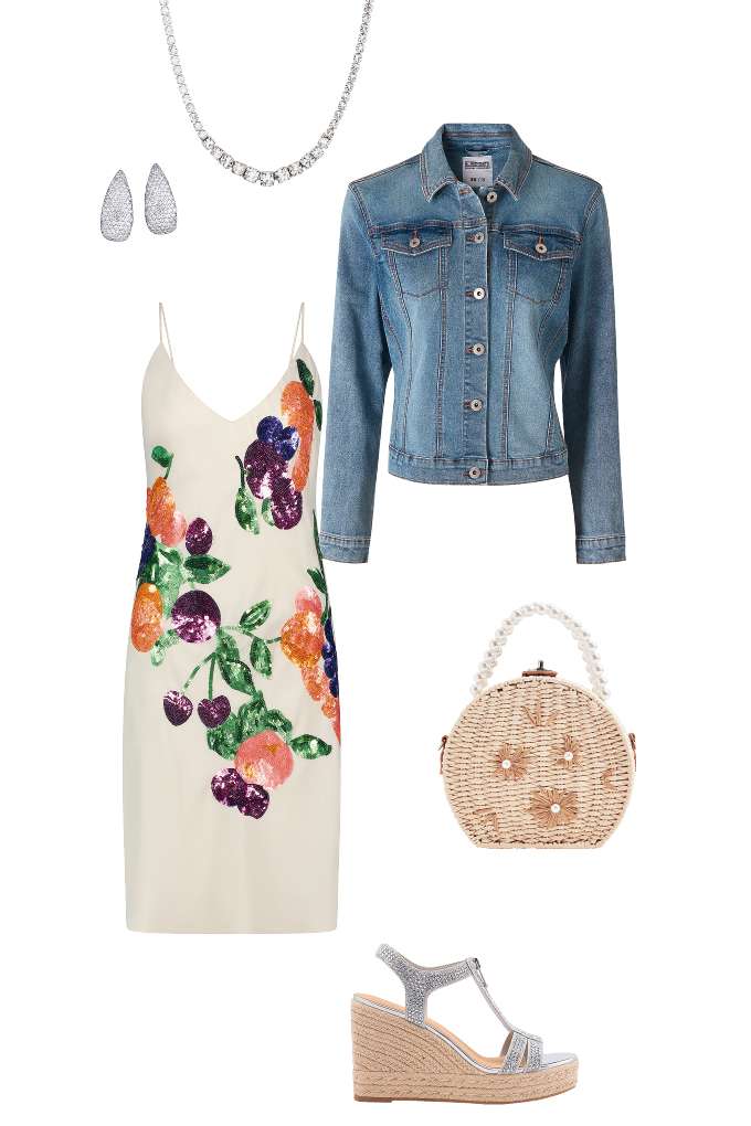 Kollektion mehrerer Fashion-Essentials für eine Gartenparty