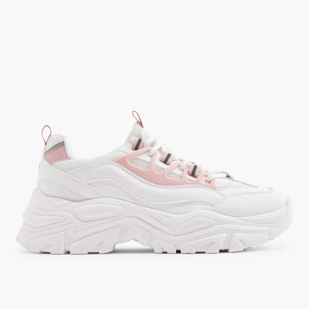 Weißer Sneaker mit rosa Akzenten in Retro-Optik