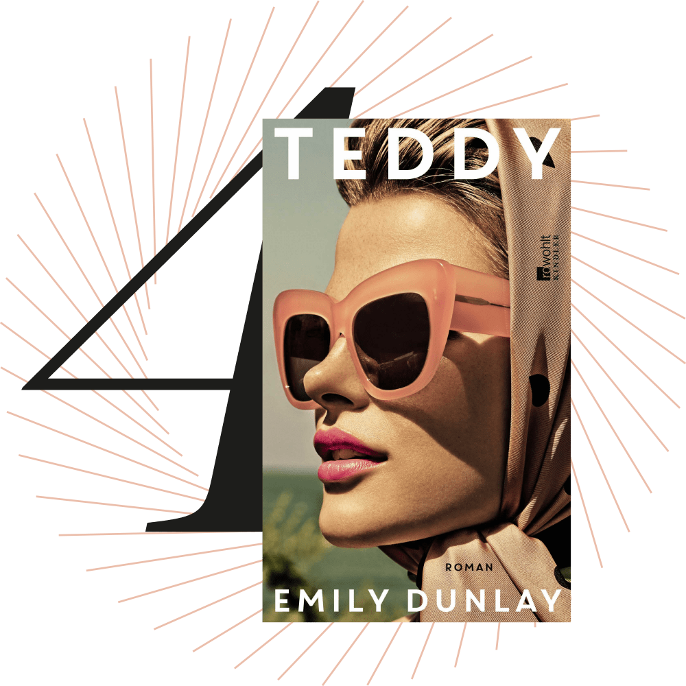 Buch "Teddy" von Emily Dunlay, schwarze Ziffer 4 im Hintergrund